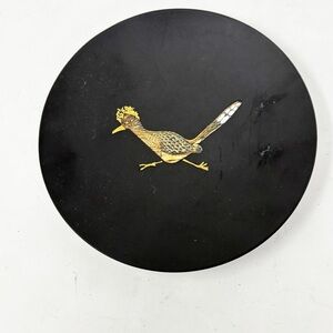 Vintage MCM COUROC OF MONTEREY California Utility Dish ROADRUNNER Black 7 Inches